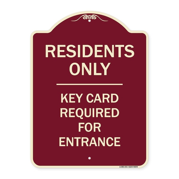 Designer Series-Residence-only-key Card Burgungy Heavy-Gauge Aluminum, 24" x 18", BU-1824-9899